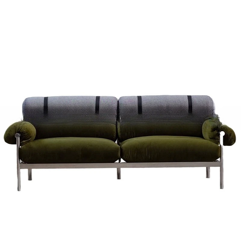 

Light luxury wabi style, double fabric sofa, Nordic simple modern iron