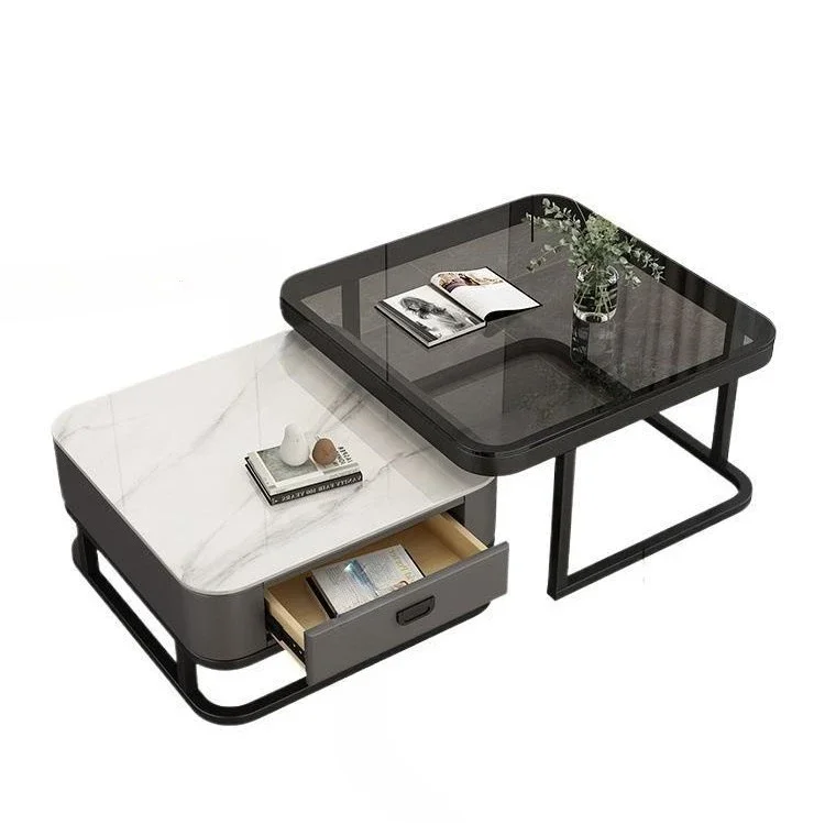 

Light luxury coffee table, living room, home, small apartment Internet celebrity square, glass slate coffee table