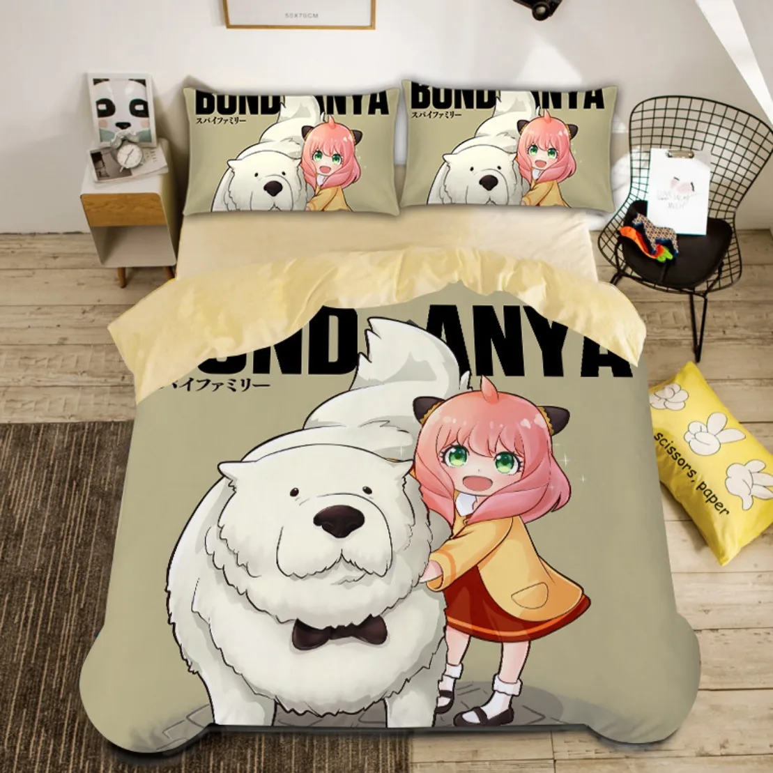 Spy x family Anya Duvet Cover,Anime Spy Family Bedding Set,Boys Girls Twin Queen Size Quilt Cover With Pillowcase