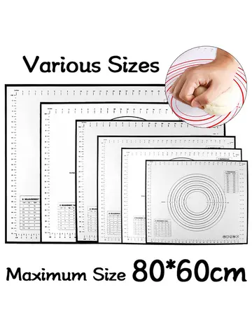 Fiberglass Silicone Baking Mat Large Kneading Pad Nonstick Surface Rolling Dough Mat With Scale For Kitchen Cooking Pastry Sheet