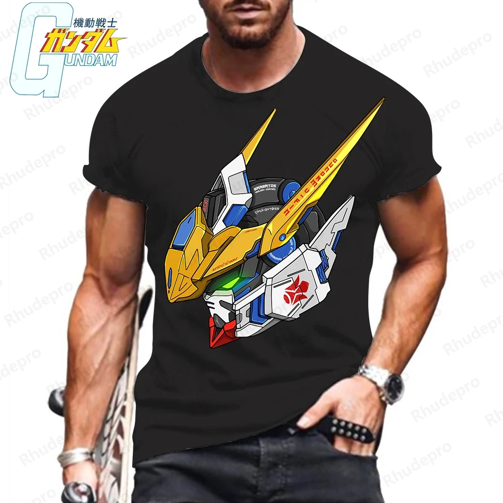 Camiseta masculina 5xl gundam hd impressão essencial anime roupas harajuku alta qualidade topos verão moda y2k oversized novo 2024