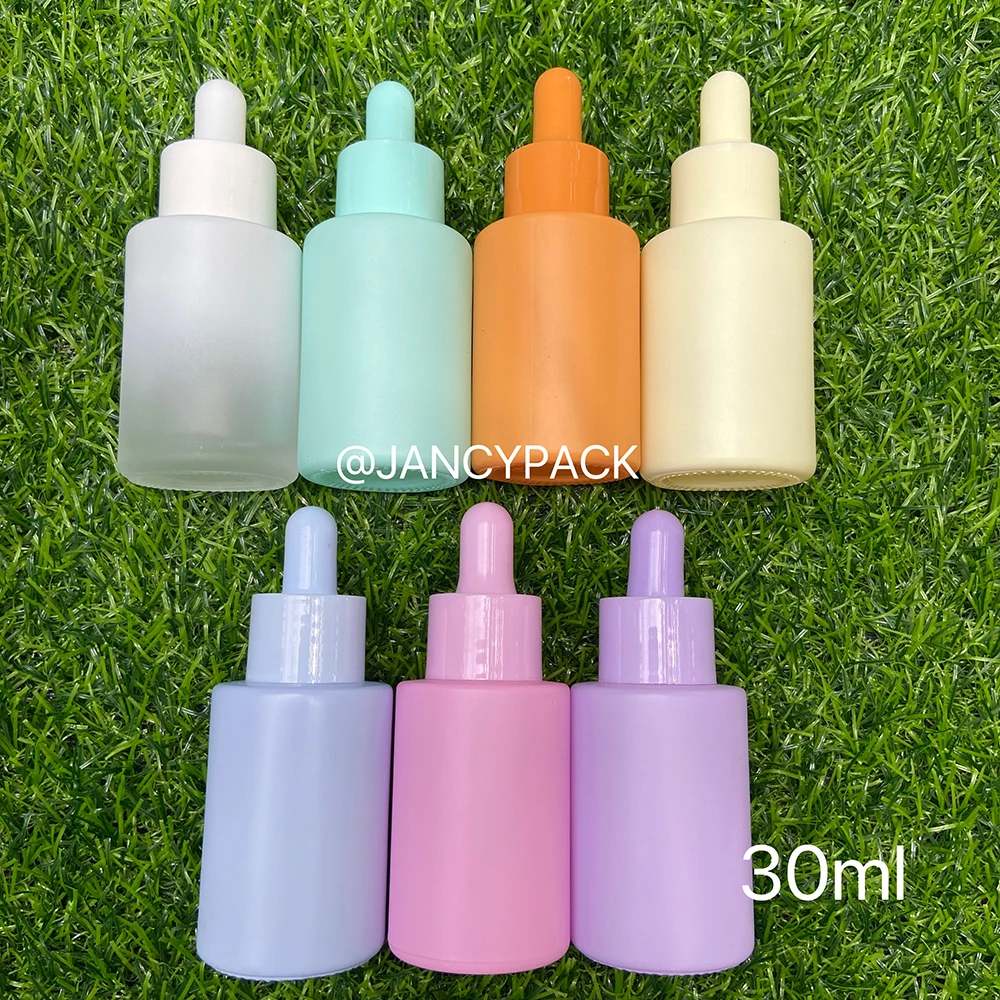 20ml 30ml 40ml Colorful Frosted Glass Essential Oil Serum Dropper Bottle With Glass Pipette Refillable Bottle Perfume Glass