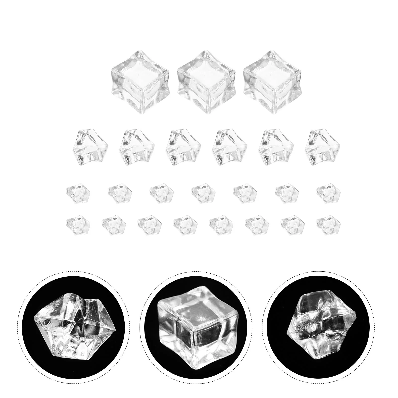 48 Pcs Ice Cube Simulation Crushing Crystal Rocks Faux Cubes Acrylic Props 25X2X2CM Fake Transparent for Decoration