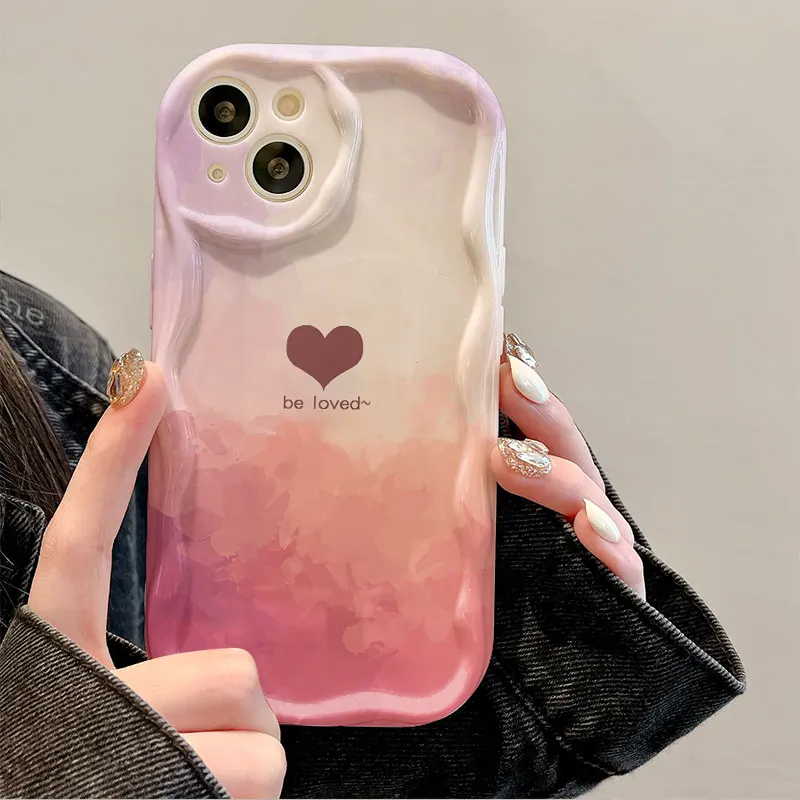 Watercolor Painting Love Case For iPhone 15 14 13 12 11 Pro Max X XR XS 8 7 Plus SE 2020 Rainbow Shockproof Soft Silicone Cover