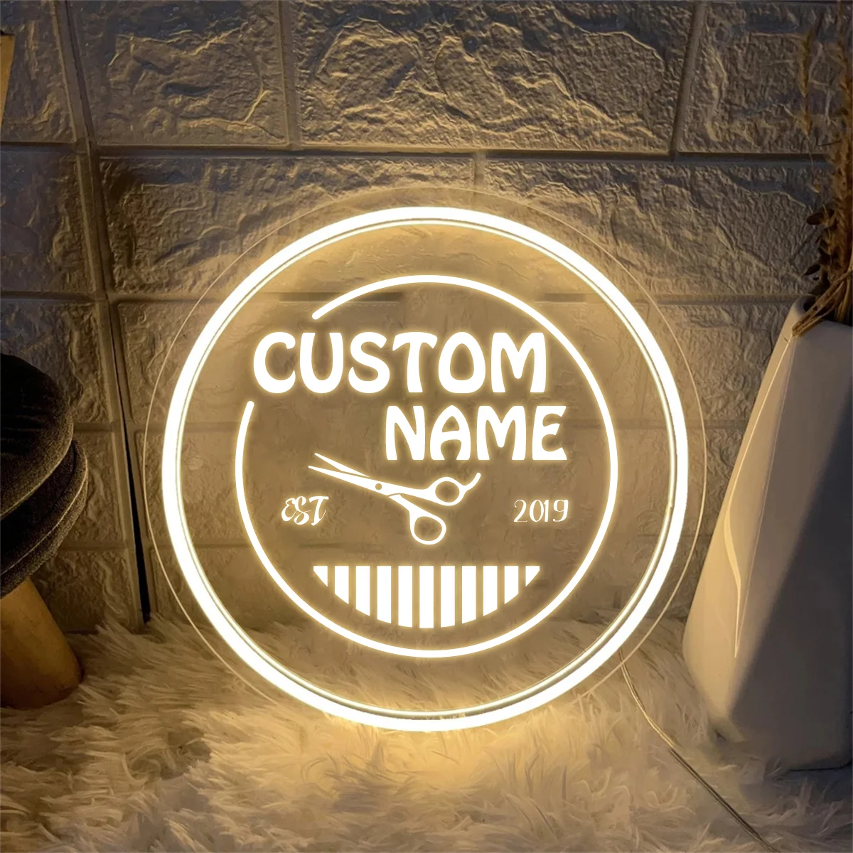 1PC USB Power Customized Text Neon Night Light For Barber Shop Decor Transparent Personalized Name Acrylic Board Lamp