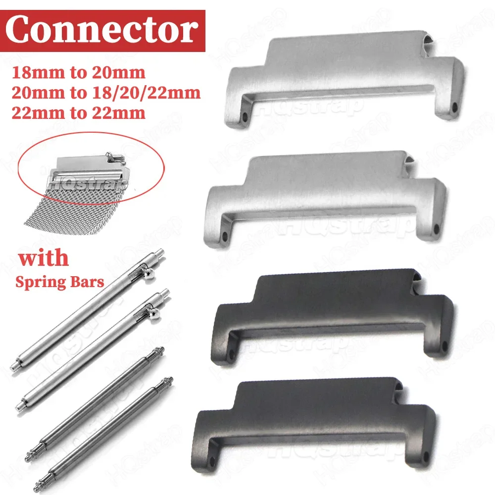 1 Pair Strap Adapter Stainless Steel Watch Band Connector 18mm 20mm 22mm Replace Watchband Quick Release Spring Bars Accessories