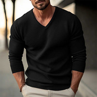 V Neck Pullover Sweater Men's Slim Autumn And Winter Knitwear Sweater Long Sleeved Mens Clothing Male Jumper Top Blouse