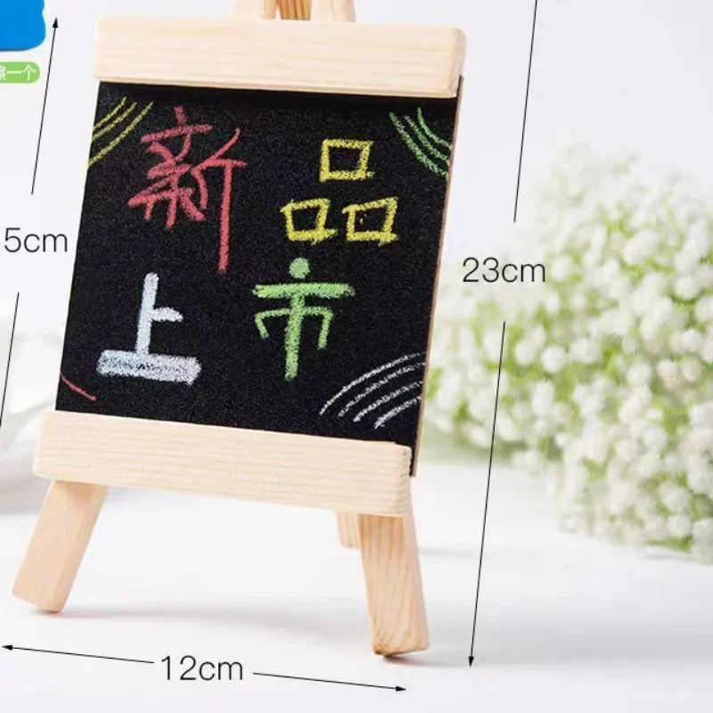 طاولة بإطار من خشب الصنوبر الصغير لسطح المكتب - لوحة سوداء علوية مع لوحات إعلانات رسم بحامل #6