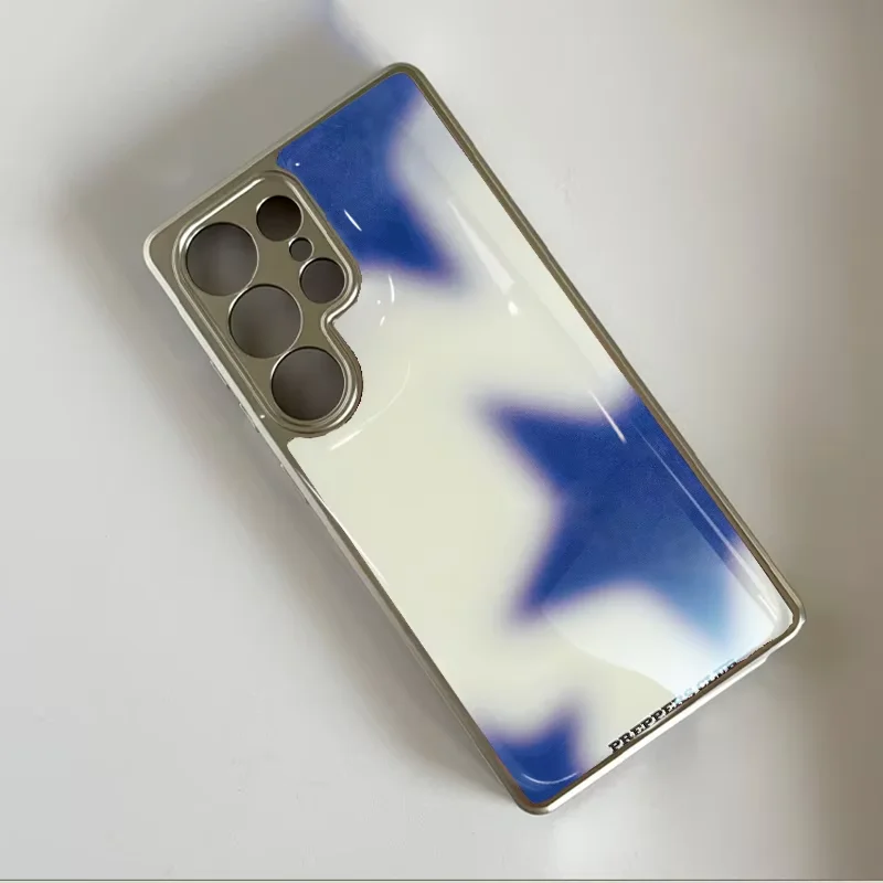 Korean Ins Blue star gradient Epoxy Drop Glue Phone Case For Samsung Galaxy S23 FE S24 PLUS S25 ULTRA S26 EDGE Hydrogel Cover view 3