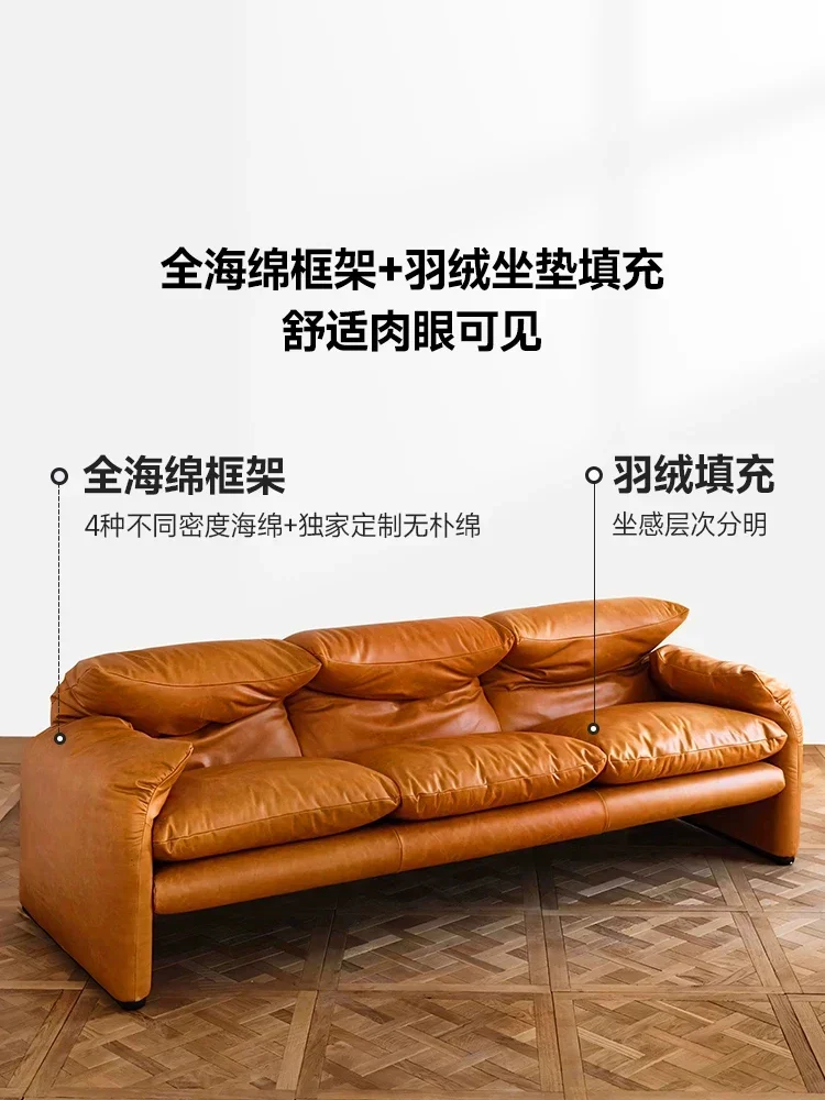 S29 medieval sofa, retro cowhide oil wax leather