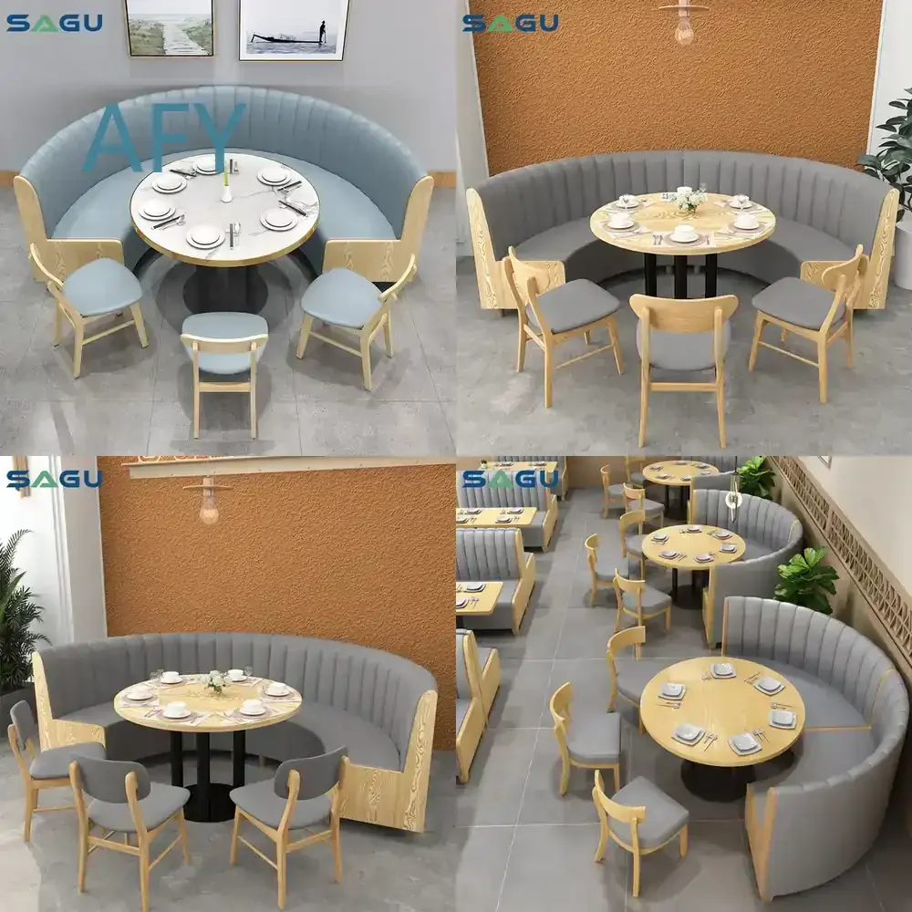 U Shape Restaurant Sofa for Cafe Shop Half Round Leather Booth Seating for Sales Dining Room Bar Lounge Commercial Use