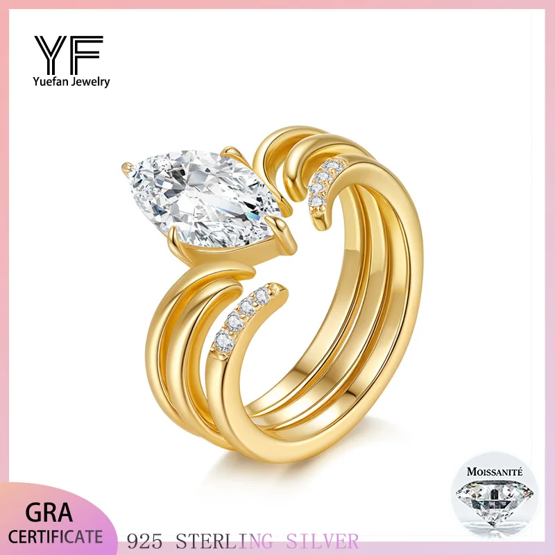 

Stacked Combination Rings Women's Ring Silver 925 Moissanite Rings Olive Shape Wedding Rings Fashionable Gorgeous Festival Gift