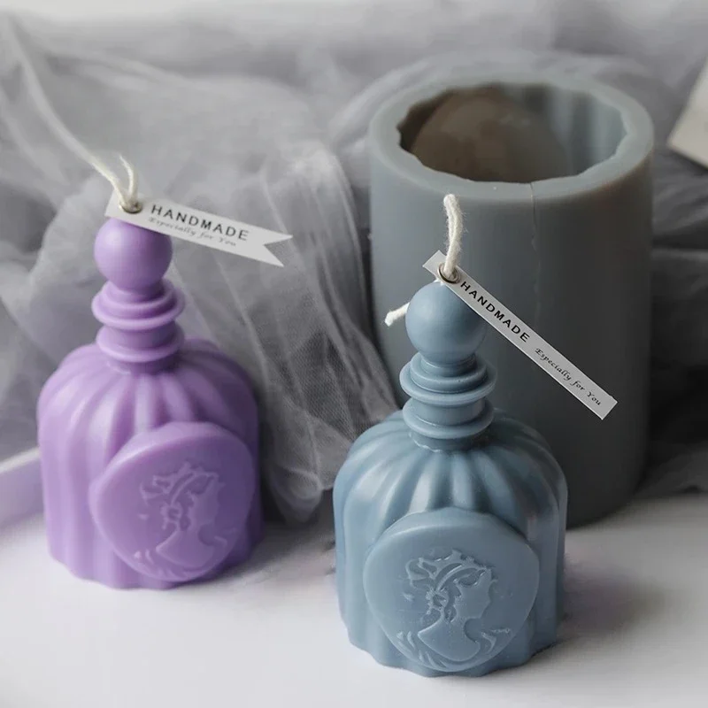 Perfume Bottle Silicone Candle Mould DIY Handmade Scented Aromatherapy Candle Mold 3D Crafts Epoxy Resin Form For Candle Holder
