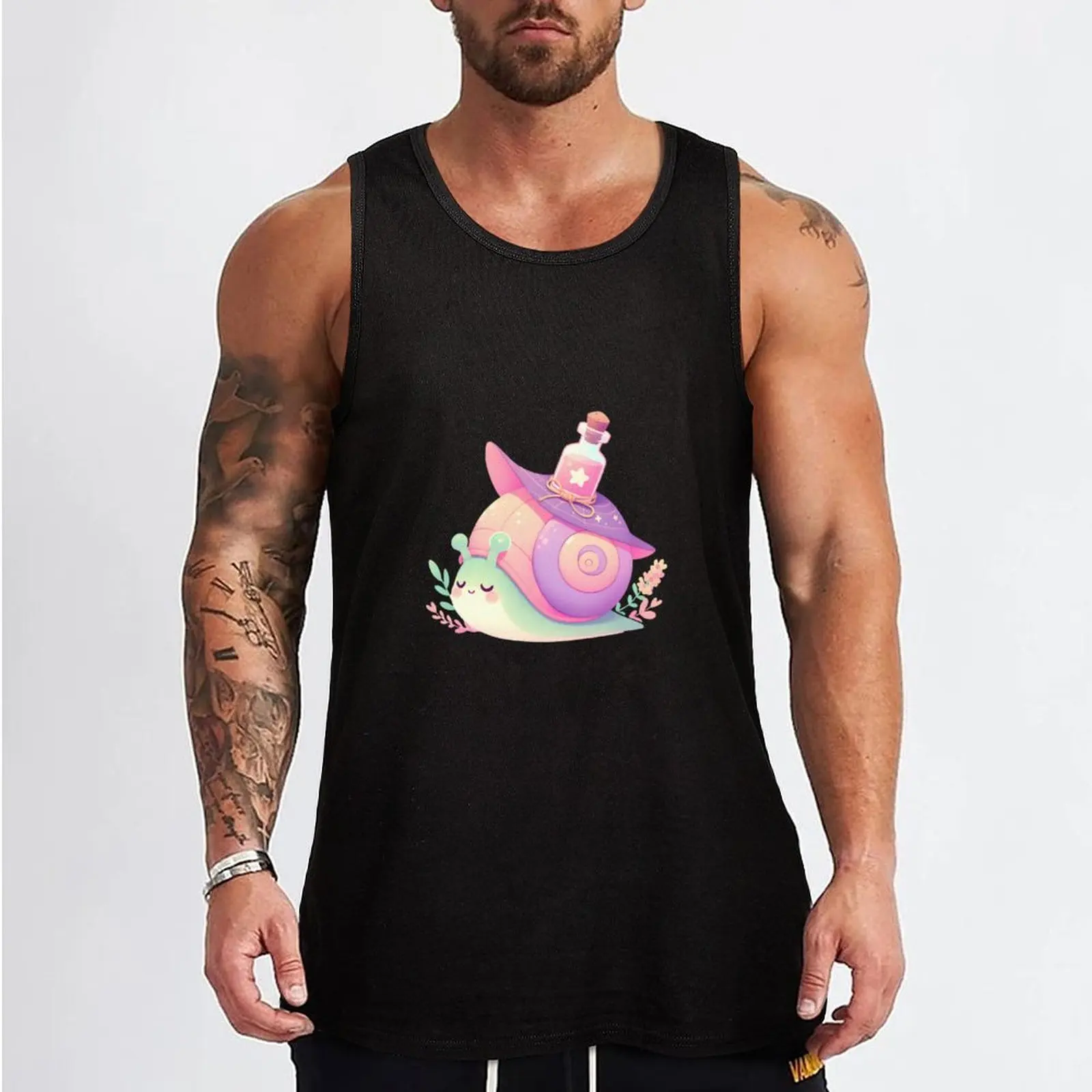 Cute Pastel Witch Snail Tank Top gym Men's t-shirts new in tops & t-shirt Men's gym t-shirts Men's singlets