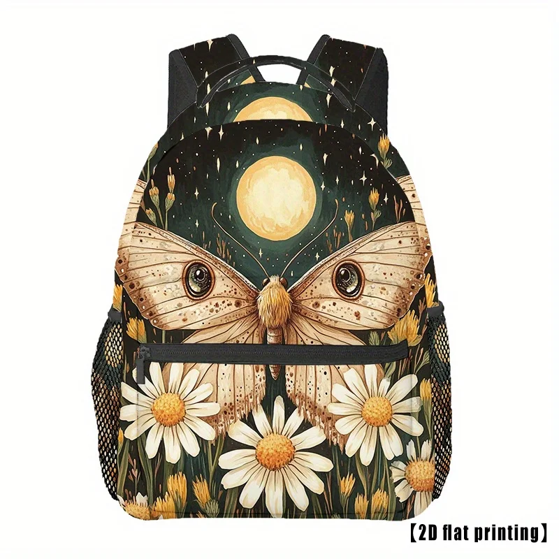 Boho Death Moth Travel Hiking Flat 2D Printed Backpack Laptop Unisex Casual Backpack Ideal for Beach Yoga Trips For Teenager