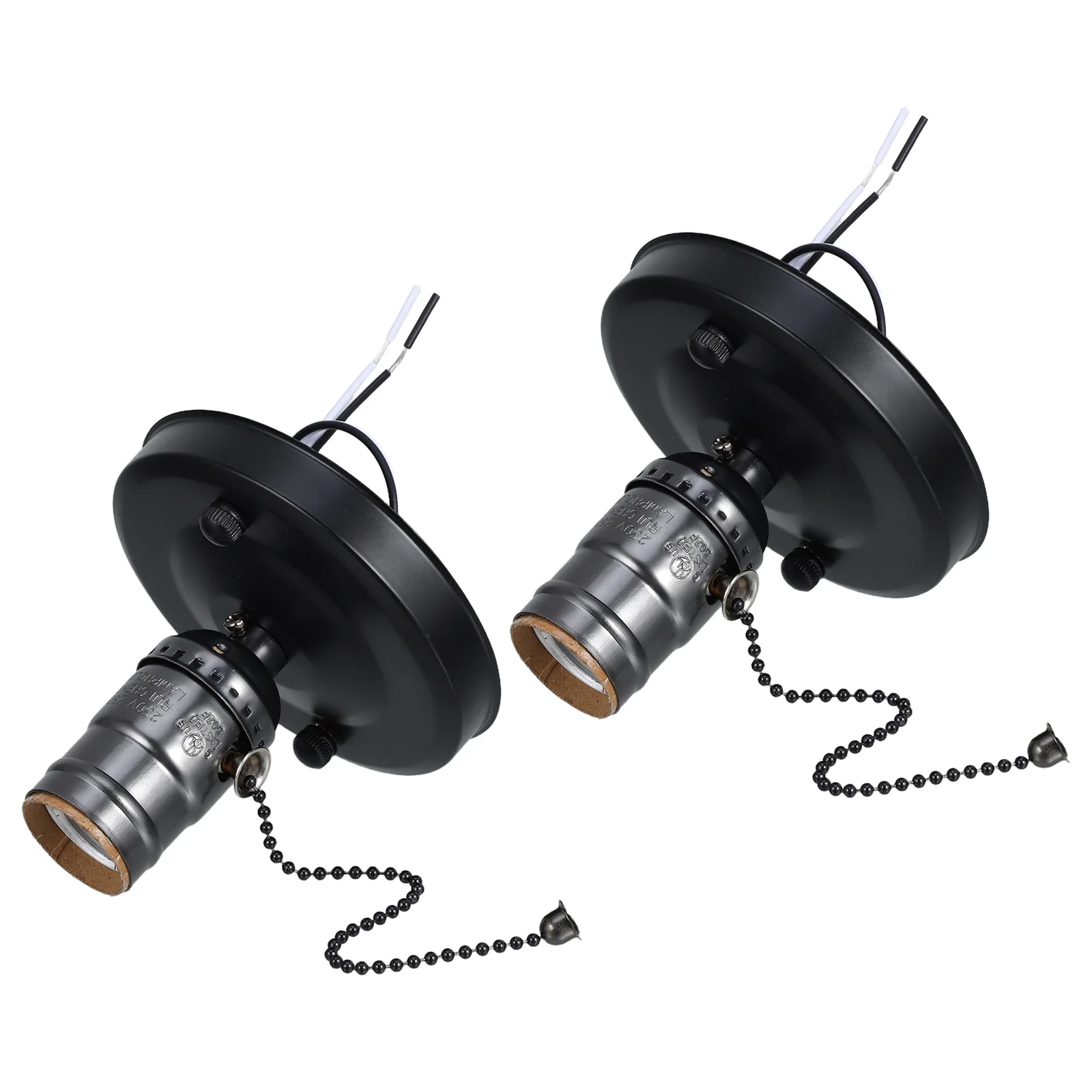 

2Pcs Vintage Lamp Socket E27 Pull Chain Switch Ceiling Wall Lamp Holder DIY Lighting Accessories Retro Light Bulb Holder