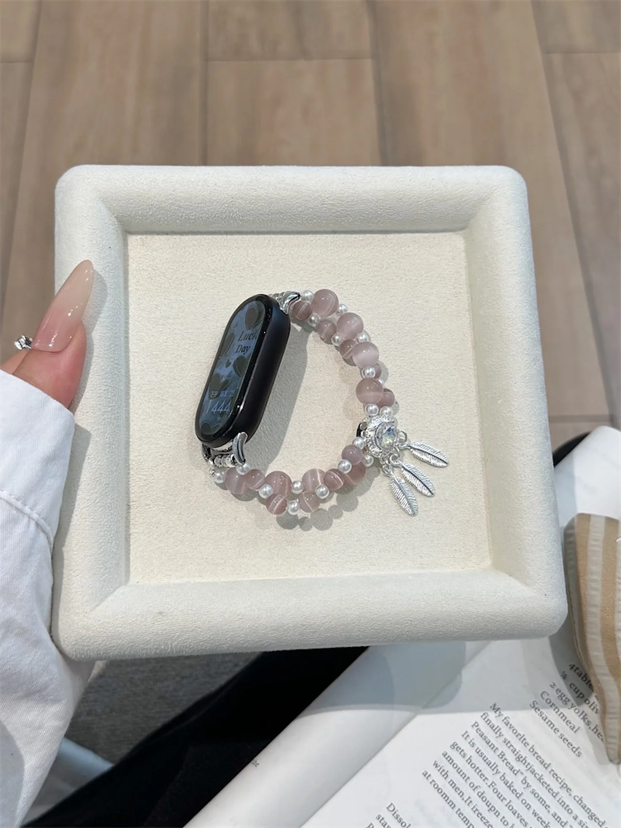 Wing Rhinestone Cat Eye Bead B - Android Smartwatch Accessories 评论和价格