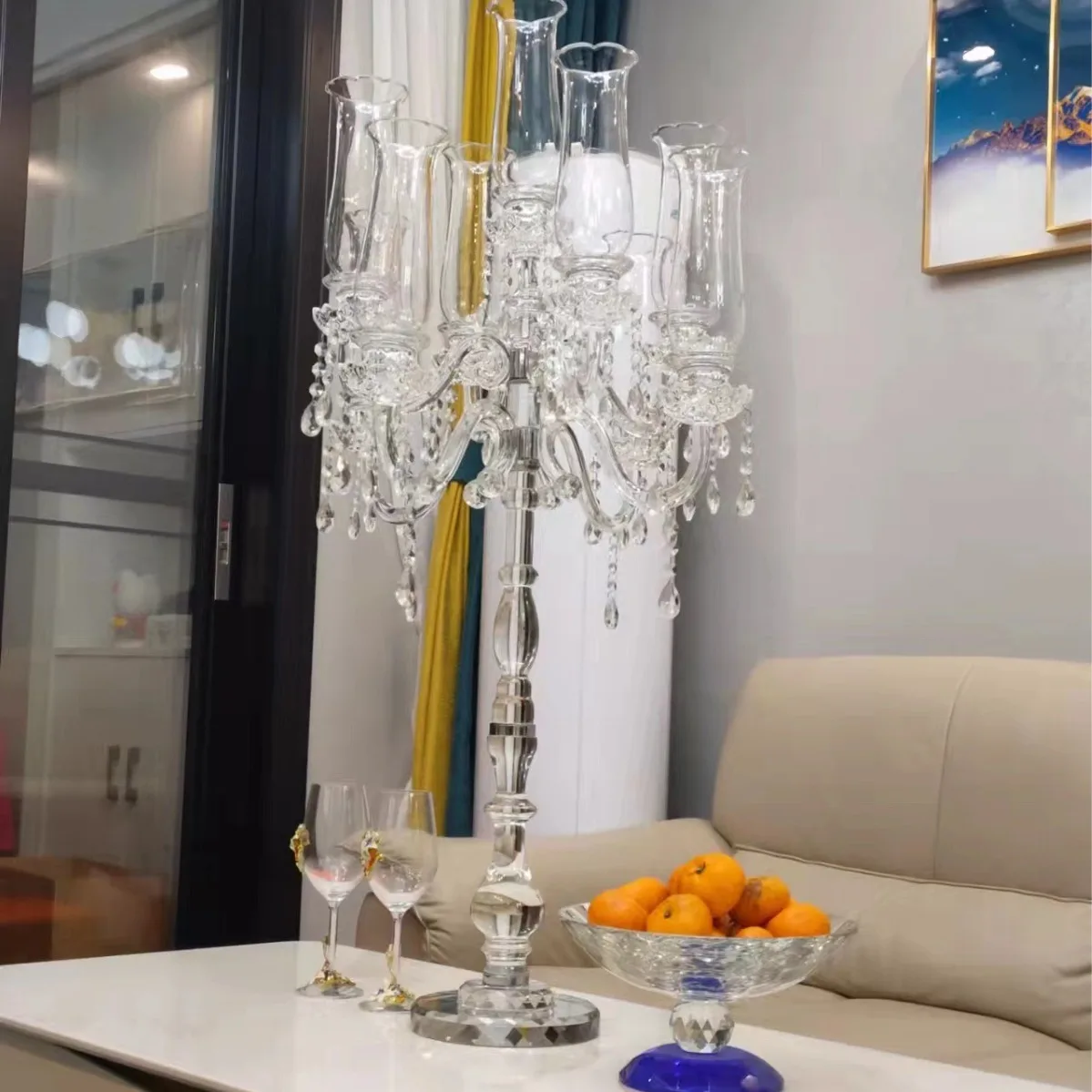 High-end European luxury five-headed crystal candlestick wedding romantic wedding
