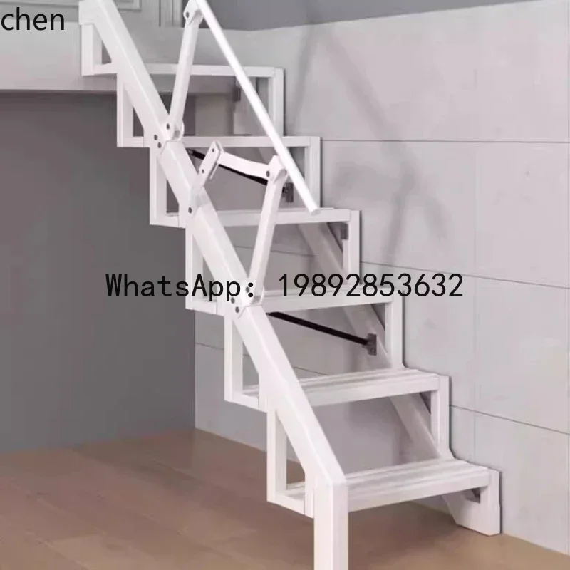JX Folding Stairs Against the Wall Pavilion Side Wall Step Ladder Small Apartment Escalator