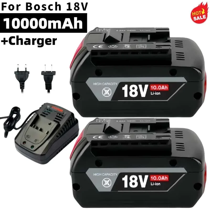 Original BAT610G+AL1820CV for Bosch 18V battery professional 10.0AH Li-ion battery replacement with LED & charger 14.4V-18V