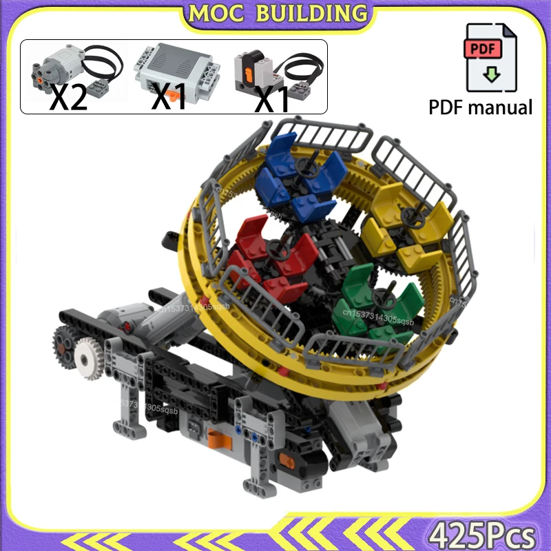 

Amusement Ride Modular Coffee Cup Riders Model with PF MOC Building Blocks Model Technology Practices Creative Toys