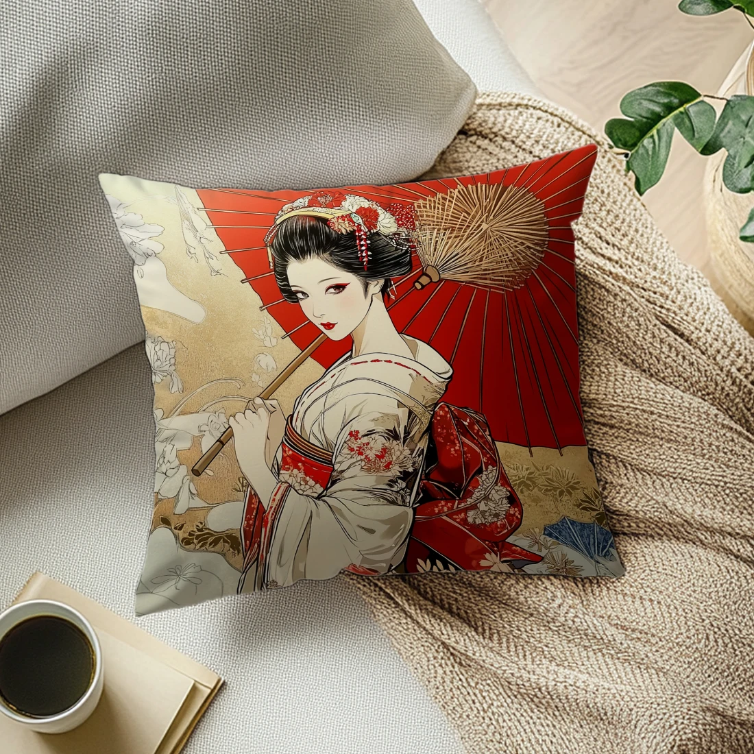 Japanese geisha Cushions Pillowcase Polyester Cushion Cover Throw Pillow Sofa Decoration Pillowcover Home Car Sofa Decor