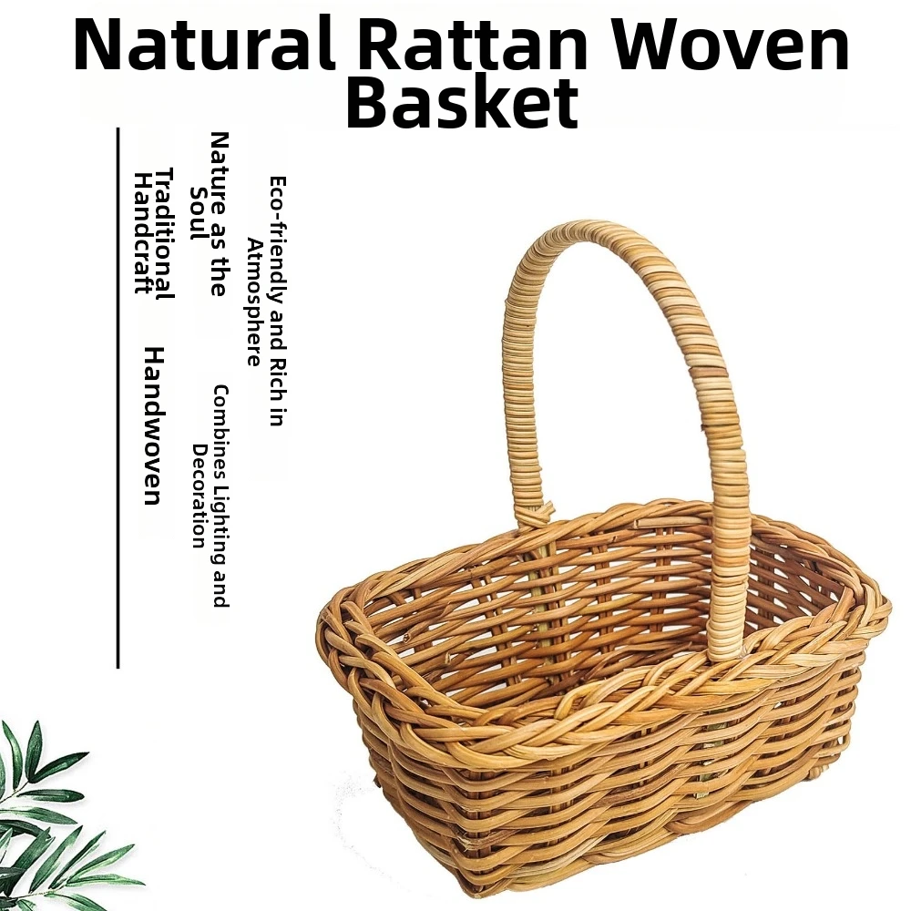 with Handle Imitation Rattan Handhold Handwoven 5 Styles Weaving Flower Basket Household Braid Storage Baskets
