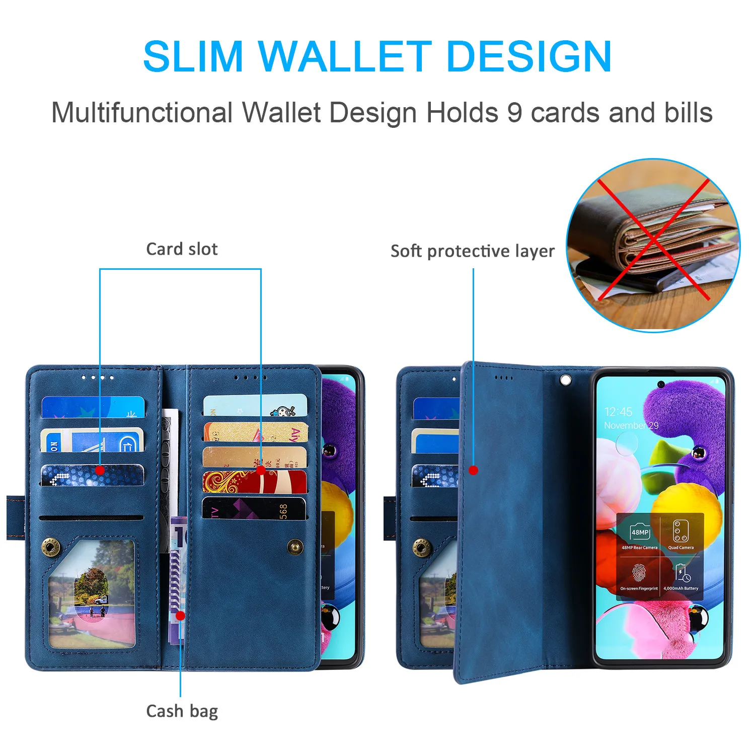 Multi-card Zipper Wallet Leather For Sony Xperia 10 IV 10 II 5 III 1 III Stand Cover Shockproof Flip Folio Protective Phone Case