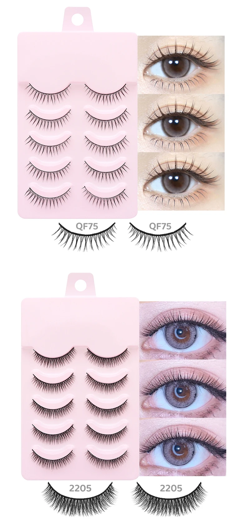 DINGSEN 5 Paar Manga-Wimpern, Augen-Wimpern, weiche, natürliche lange Wimpern, künstliche Wimpern, Anime-Wispy-Streifen, falsche Wimpern, Make-up – Detail 14