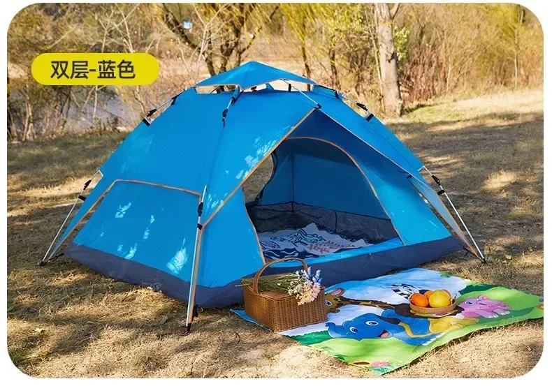 Automatic tent outdoor camping overnight 3-4 people family thickened rainproof single and double layer outdoor camping set