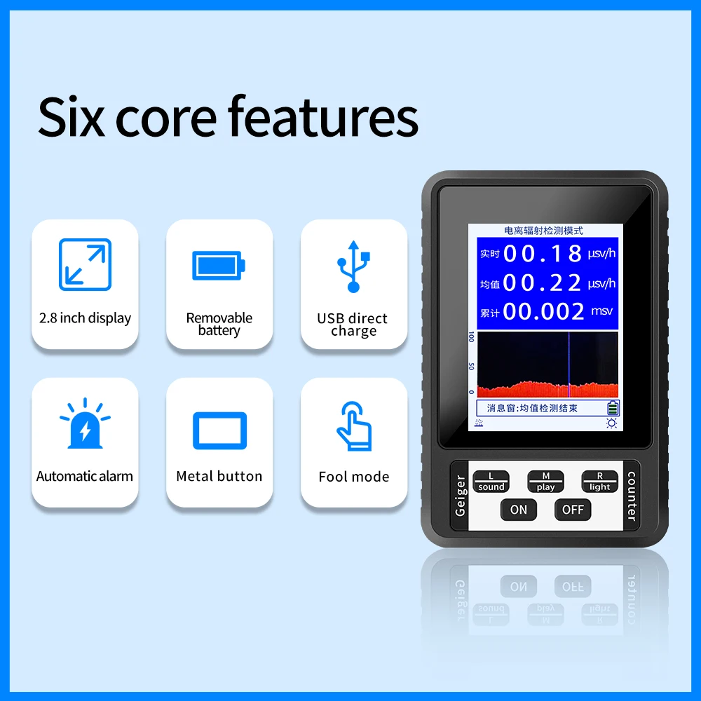 Nuclear Radiation Detector Color Display Screen Geiger Counter Personal BR-9B XR-1 Dosimeter Marble Detector Beta Gamma