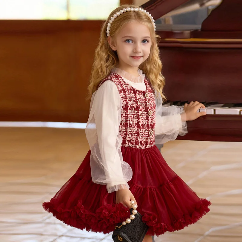 

Autumn and Winter New Girls' Mesh Dress Christmas Stylish Tank DresstutuPrincess Dress Trend