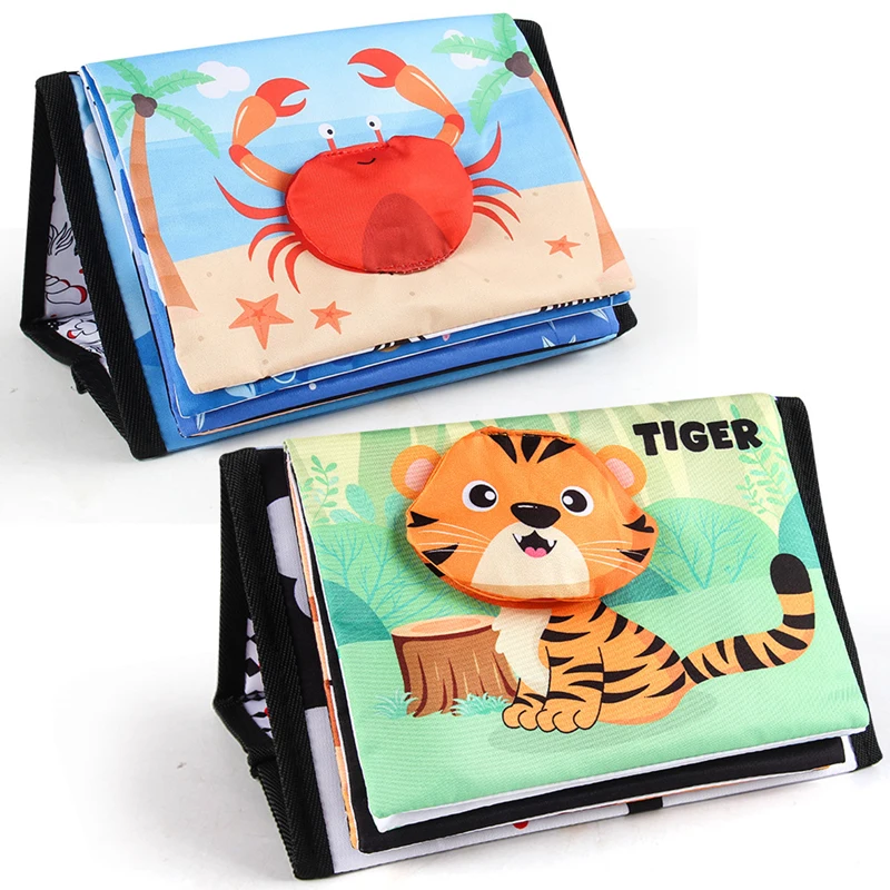 10-pagina stoffen boek Montessori Touch And Feel baby zachte bureaukalender stoffen boeken cartoon dieren vroeg onderwijs speelgoed voor baby