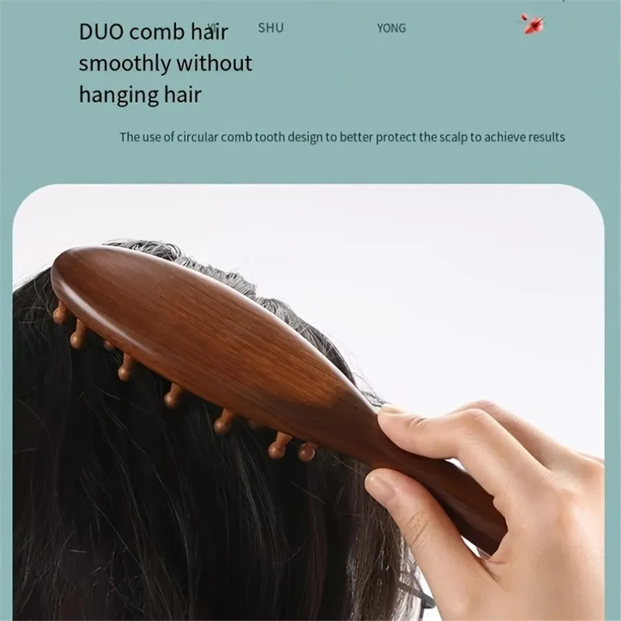 مشط تدليك خشب الورد لتخفيف الألم ، أسنان خشبية كثيفة ، رعاية صحية ومتنزل ، جديد ، #3