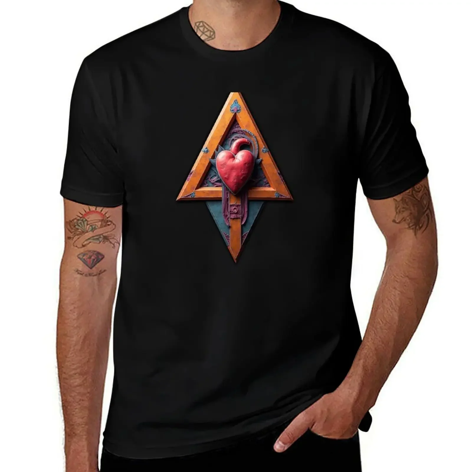 

Geometric arrow with heart T-Shirt valentines clothes shirts graphic tees customizeds quick drying cotton t shirt men