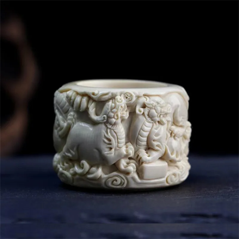 Mammoth 's Ivory Carving Carved Women's Retro National Style Thumb Ring Crafts