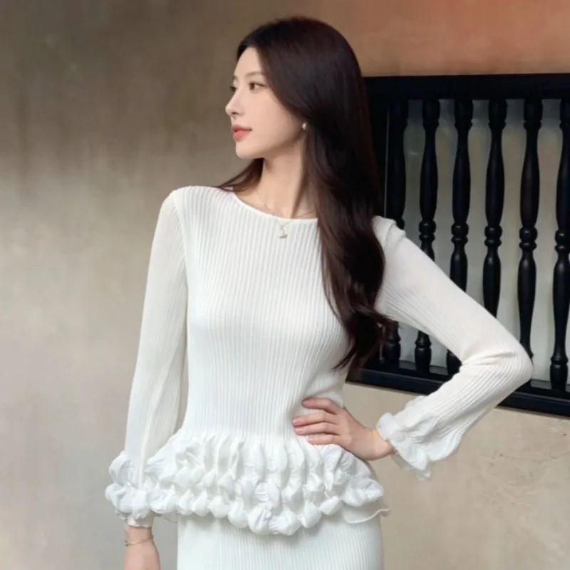 Miyake Bubble Pleated T-Shirt Plisse 2026 Spring Autumn Elegant Fold Commuter Versatile Slimming Loose Pleats Top (With Brooch)