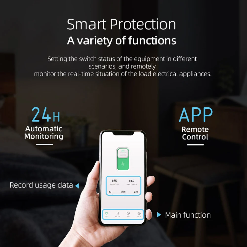 Tongou Tuya WiFi Smart Circuit Breaker Circuit Switch with Power Metering APP Remote Control Compatible with Alexa and Google