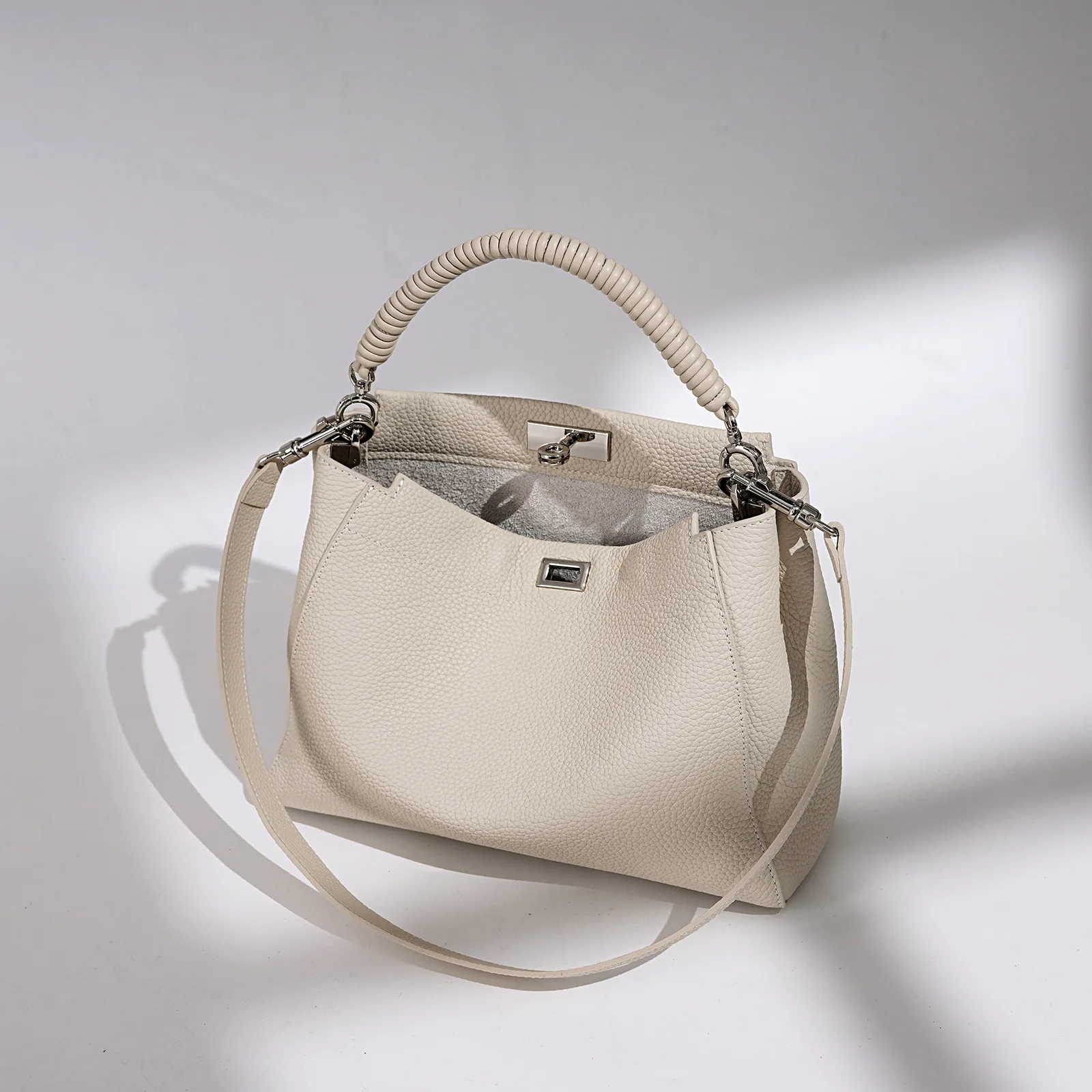 Classic Paris Fashion Influenced Satchel With Letter Logo And Leather Texture Designed Also As A Practical Diaper Bag