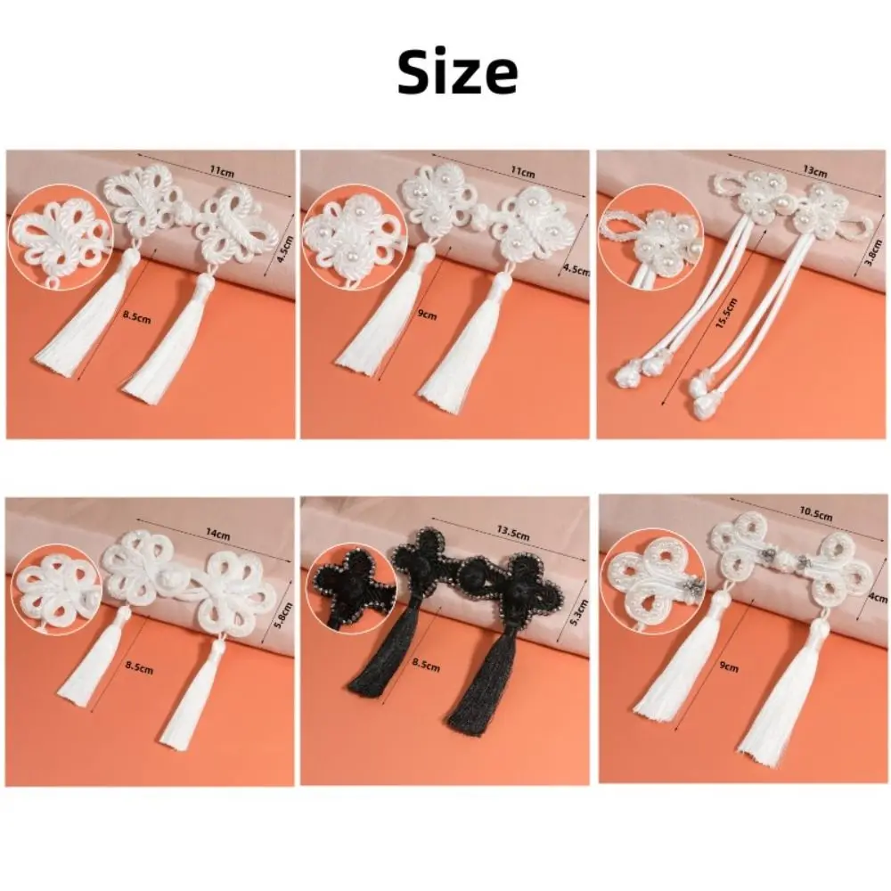 1PCS Cheongsam Chinese Style National Tide Clothing Hand-beaded Decorative Buttons Long Tail Pearl Crystal Tassel Plate Buckle