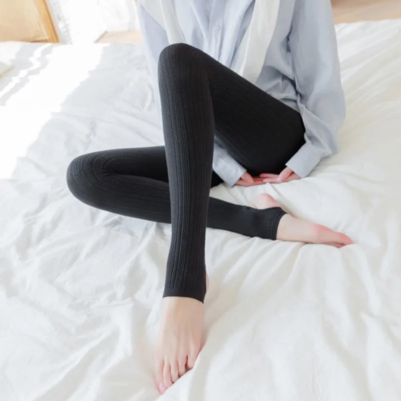 Leggings de torção de malha feminina sólida três estilo básico doce adorável popular coreano cintura alta magro elasticidade magro macio chique