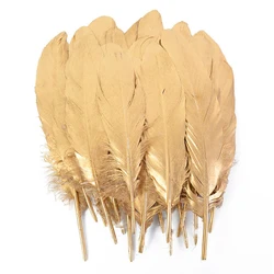 10/20pcs Gold Dipped Feather Natural Goose Turkey Feathers for Wedding Party Gift Box Cake Decoration Balloon Filler DIY Crafts
