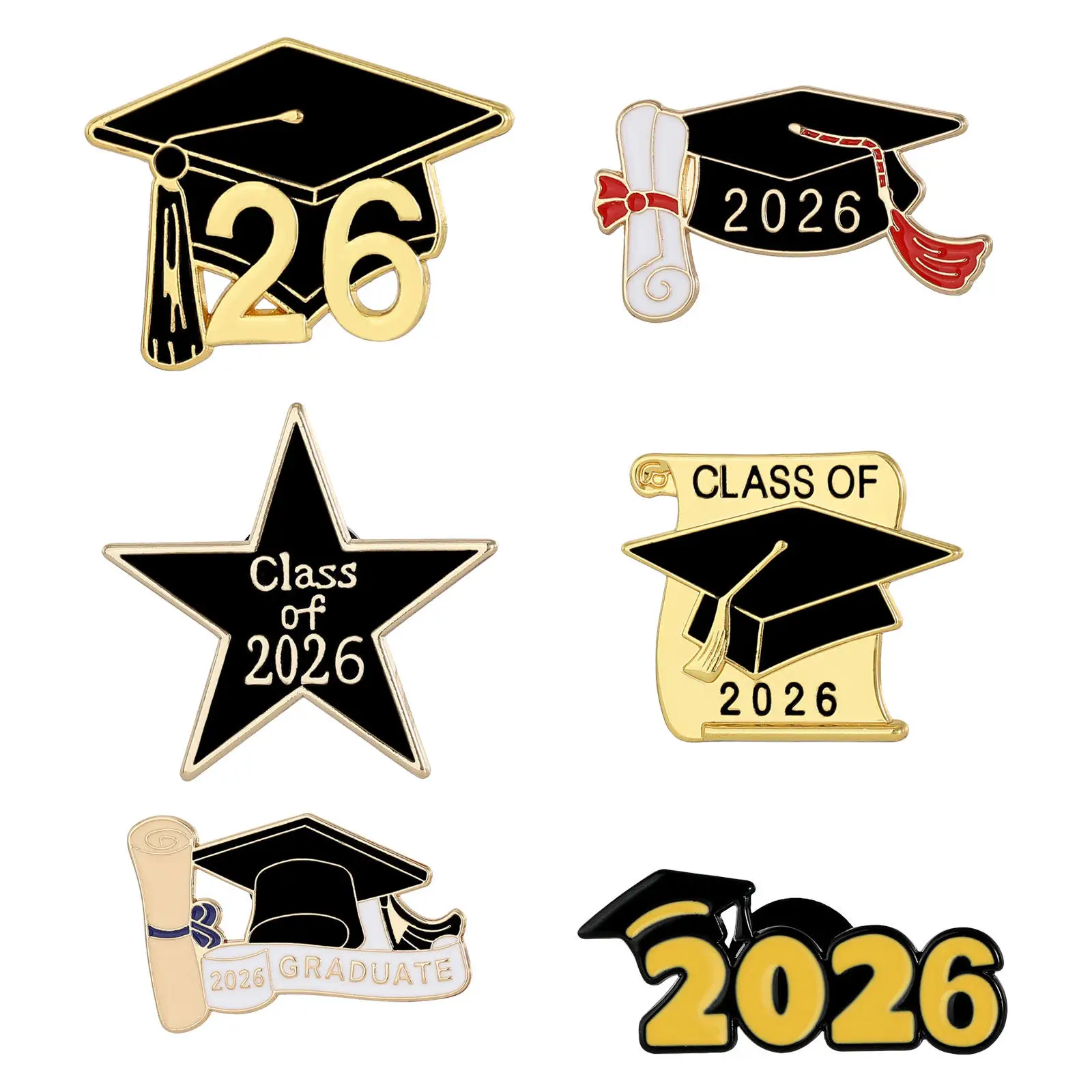 6 Pcs Gifts Graduation Badge Cap Label Pin Button Pins Breast Accessories College Alloy Lapel