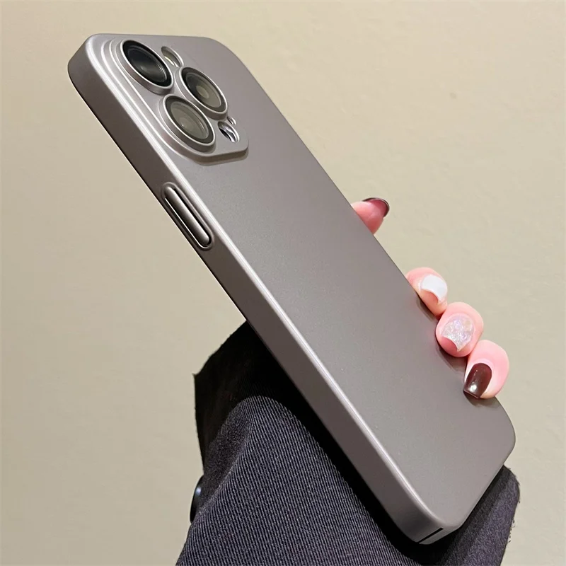 Luxury Electroplated Metallic Matte Plain Case For iPhone 15 14 13 12 11 Pro Plus Max Shockproof Solid Bumper Lens Film Cover