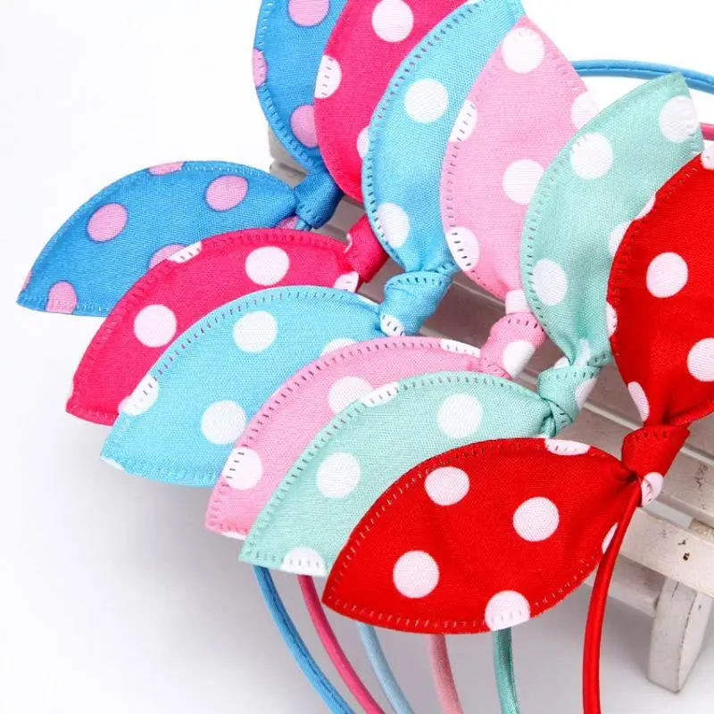 2Pcs Cute Toddler Girls Metal Headbands Big Bows Flower Dot Print Hairbands for Baby Shower Gift Party Wear