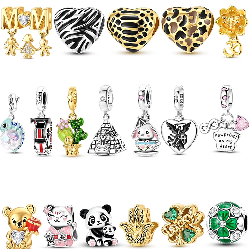 Pendentif trèfle porte-bonheur en argent sterling 925, idéal pour bracelets européens, colliers, et créations DIY hypoallergéniques.