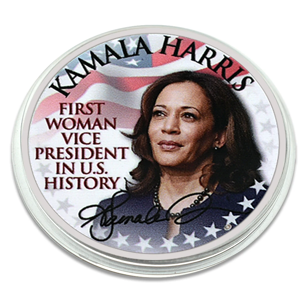 Kamala Harris Silver Plated Challenge Coin First Woman Vice President in Us History Metal Medallion Fans Collection Gift