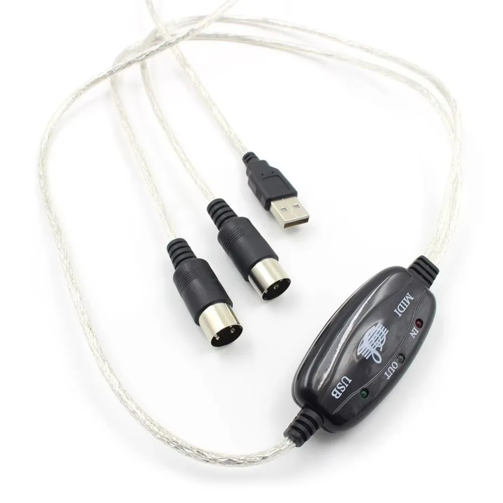 Convertidor MIDI a USB de 5 Pines, Convertidor de Teclado a PC, Cable de Interfaz MIDI, Accesorios para Instrumentos, Cable Adaptador MIDI Portátil