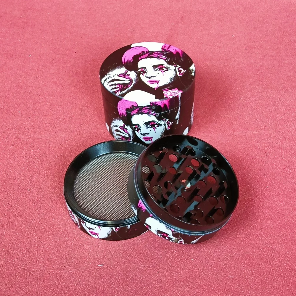 2in فتاة عشب طاحونة التبغ طاحونة العشب الخام الملح الفلفل دليل 4-layer مطحنة معدنية التوابل مدقة هاون الدخان السجائر أداة #3