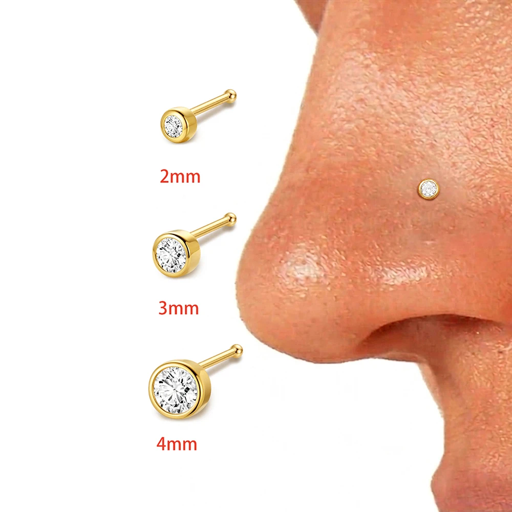 CANNER 1PC 925 Sterling Silver 2/3/4mm Four Clawed CZ Classic Nose Nail Piercing Earring For Women Girls INS Body Jewelry Gift